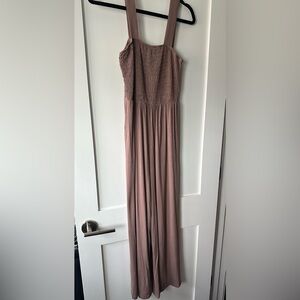 Smocked Bodice Wide-Leg Jumpsuit - Brown NWT